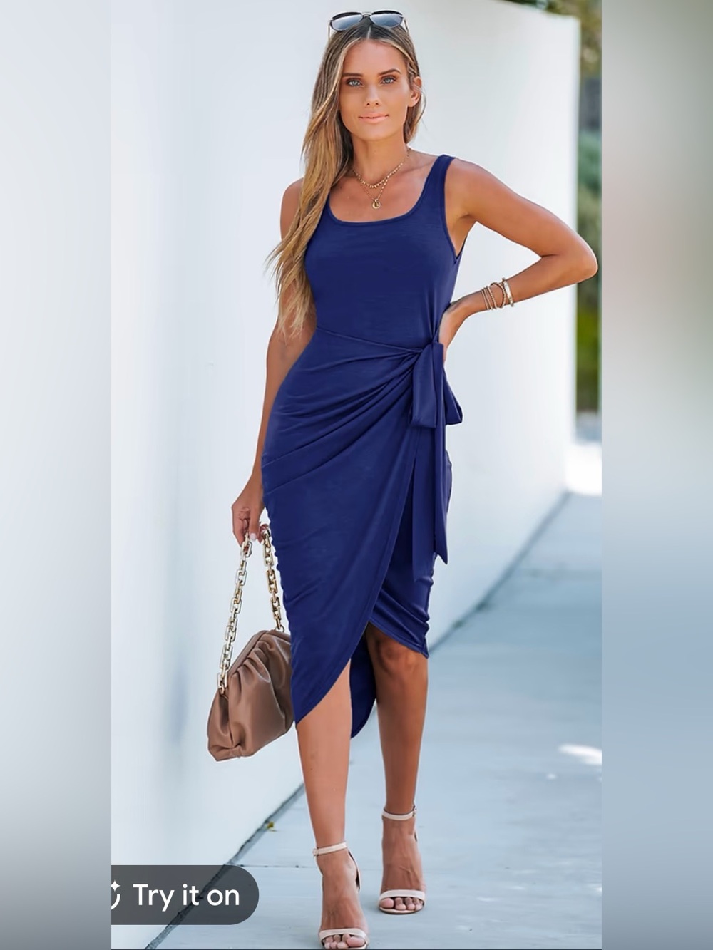 Royal Blue Kashi Knotted Midi Wrap Dress NWT Sz Medium